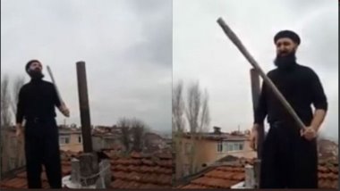 Çatıda sopayla Noel Baba'yı bekledi