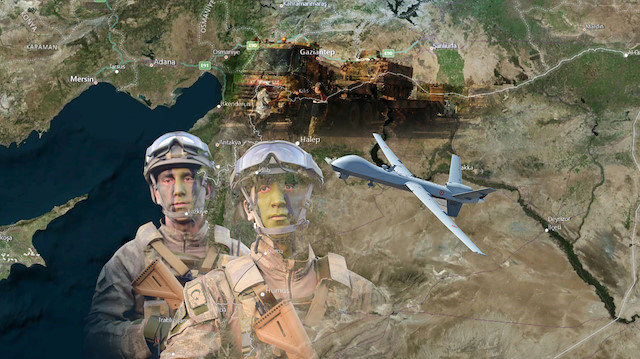 Rojava sınırında ABD İHA'ları Türk askerlerini gözlemliyor