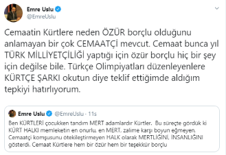 FETÖ firarisi Emre Uslu: Kürtler mertliğini gösterdi, Cemaat Kürtlerden özür dilemeli"