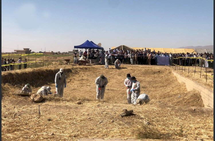 Şengal'de Ezidi kadınların gömülü olduğu toplu mezar açılıyor