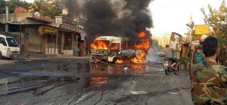 Şam'da rejim güçlerini taşıyan otobüse bombalı saldırı