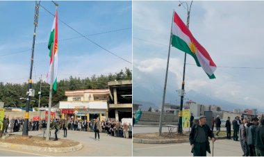 Duhok’ta 3 şehit Peşmerge’nin kardeşi bölgenin en büyük Kürdistan bayrağını dikti