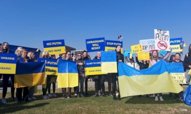 Erbil'deki Ukraynalılar Rusya'yı protesto etti