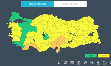 66 il için sarı ve turuncu kodlu uyarı