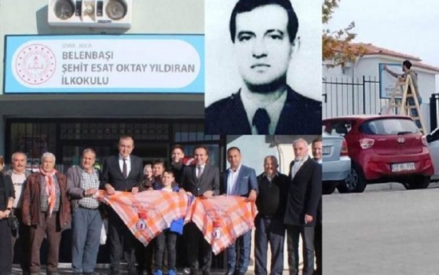 Tepkilere neden olan Esat Oktay'ın isminin verildiği ilkokulun tabelası değiştirildi