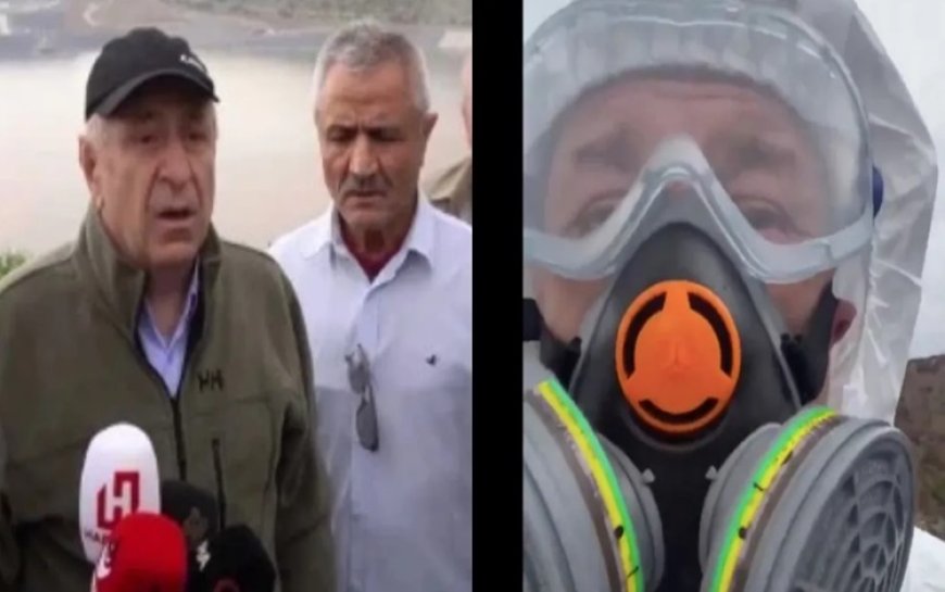Özel maske ve kıyafetlerle Erzincan'a giden Ümit Özdağ, maden sahasına alınmadı