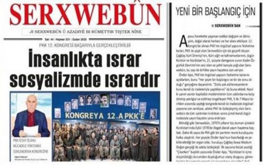PKK’nin resmi yayın organı 44 yıllık hayatına son veriyor