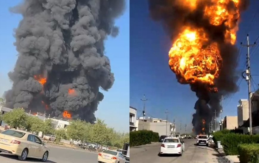Erbil’de benzin istasyonunda büyük yangın: Çevredeki binalar hasar gördü