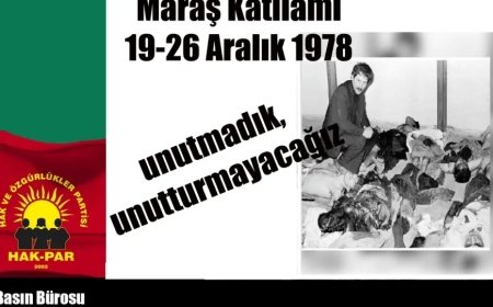 HAK-PAR: Maraş Katliamını unutmadık, unutturmayacağız