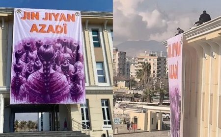 Cizre Belediyesi’nde ‘Jin, jiyan, azadî’ pankartına polis müdahalesi