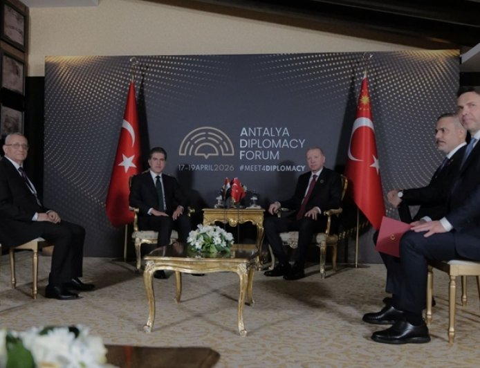 Başkan Neçirvan Barzani ile Cumhurbaşkanı Erdoğan Antalya'da bir araya geldi