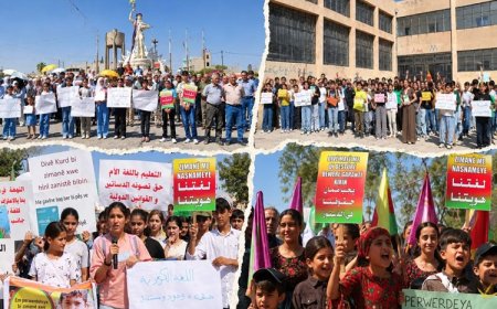 Rojava'da Kürtçe eğitim kısıtlamasına karşı eylemler sürüyor