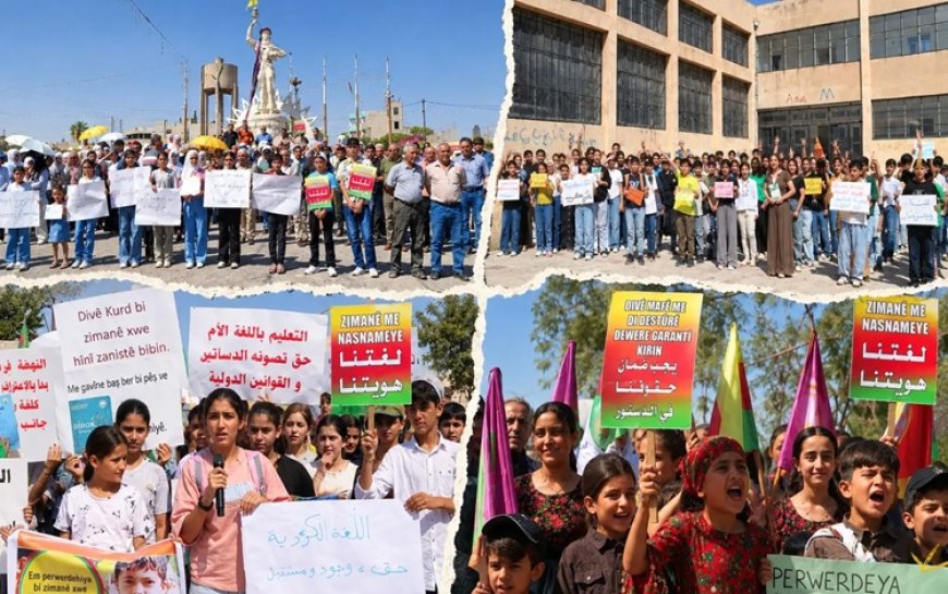 Rojava'da Kürtçe eğitim kısıtlamasına karşı eylemler sürüyor