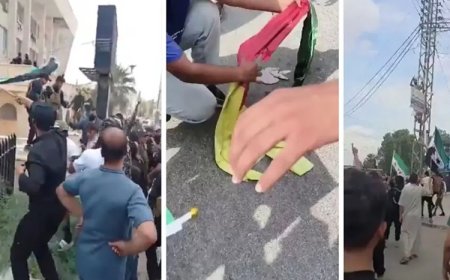 Haseke’de yüzlerce kişi sokağa çıktı: Şehir merkezinde Kürt partisine ait bayrak yakıldı